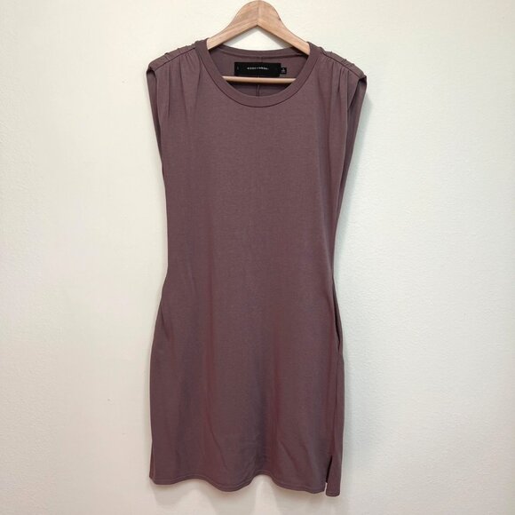 CODE x MODE Nude Beige Sleeveless Knit Dress with Shoulder Pads and Pockets SM - Picture 1 of 4
